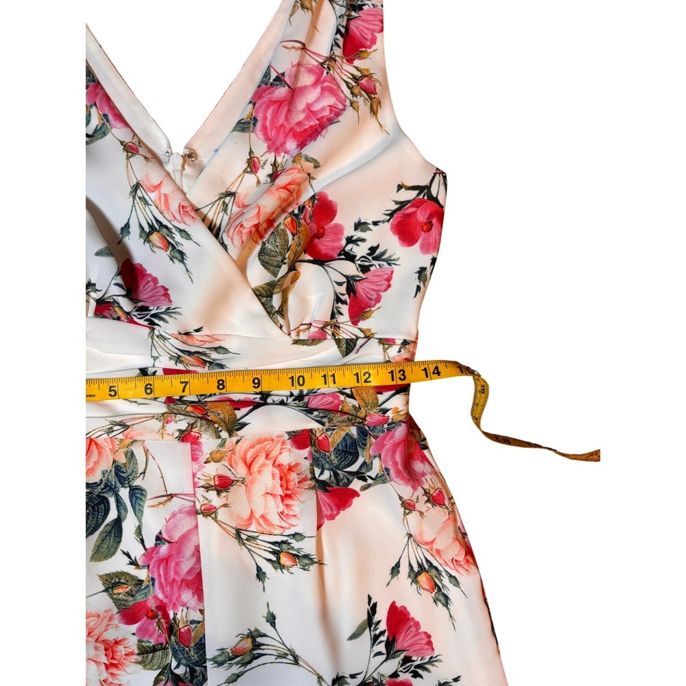 Floral Sleeveless Wide Leg Antonio Melani Jumpsuit 2 White Pink - Picture 8 of 10